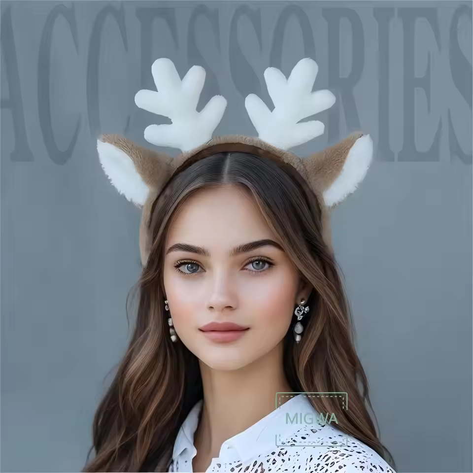 H0002 Christmas Headband Snowflake Deer Ear Headband Deer Headband In Stock Festival Head Accessories