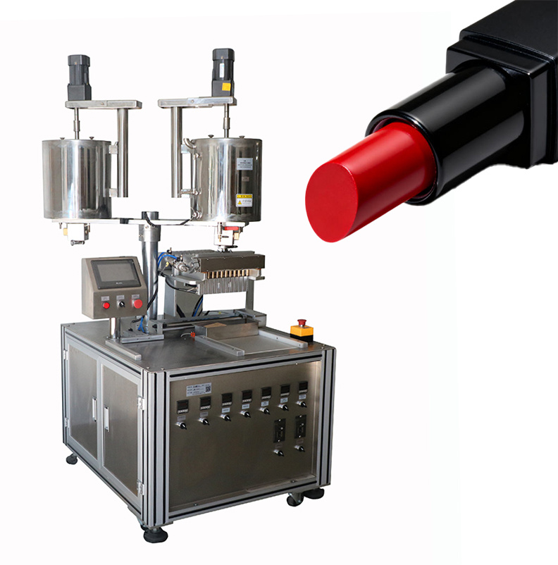 Automatic Cosmetic Making Machinery 12 Hole Makeup Beauty Production Equipment Lip Balm Lipstick Eyeliner Eyebrow Pencil Tube Heating Filling Machine