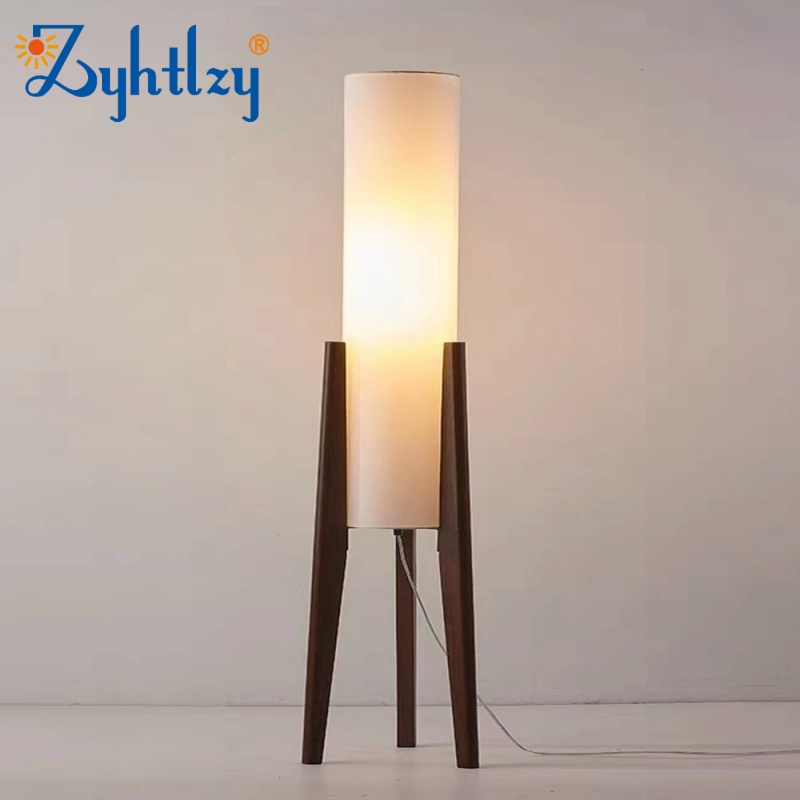 Hot Sale Nordic Wood Fabric Tripod LED Floor Lamp Japanese Retro Indoor Design Home Decoration Living Room Floor Light (ZY-L194)