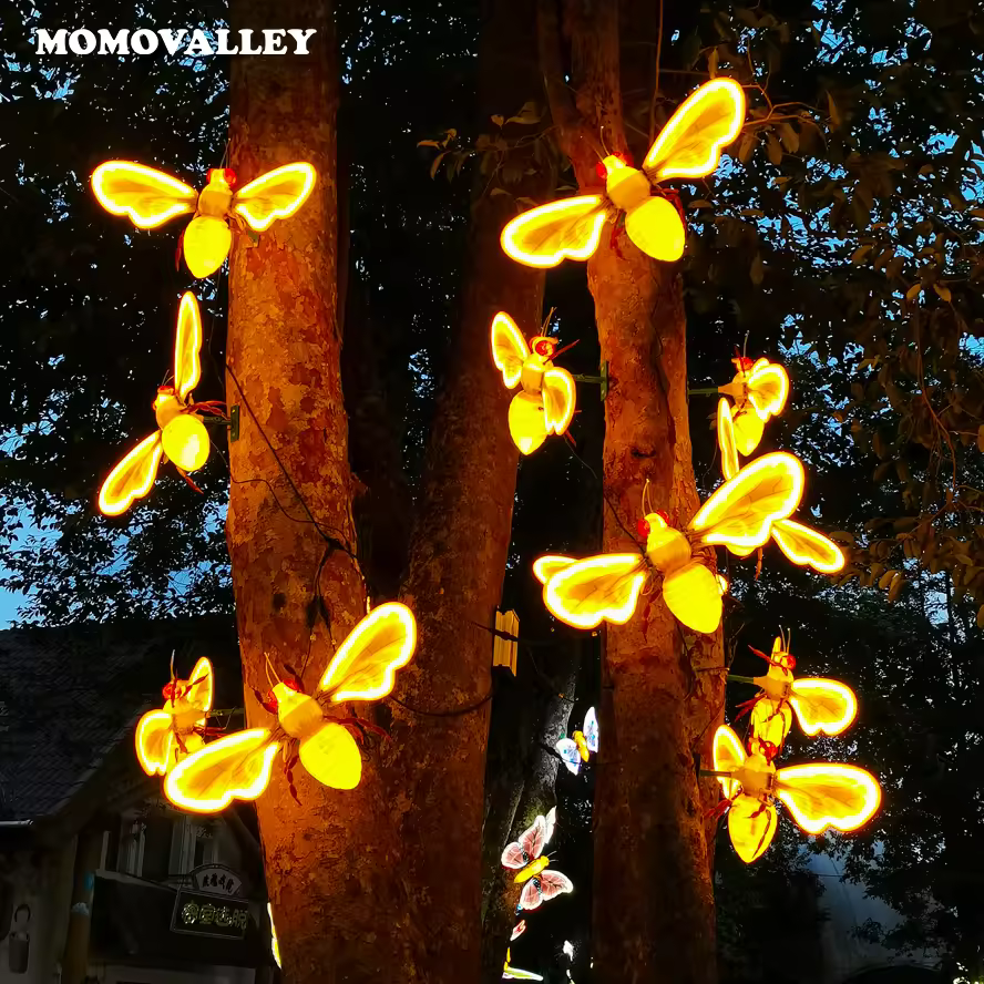 Decorative Lighting Motif Lights Yellow Abs Shell Realistic Bee Ant Statue Garden Decoration Light Christmas Outdoor Decoration