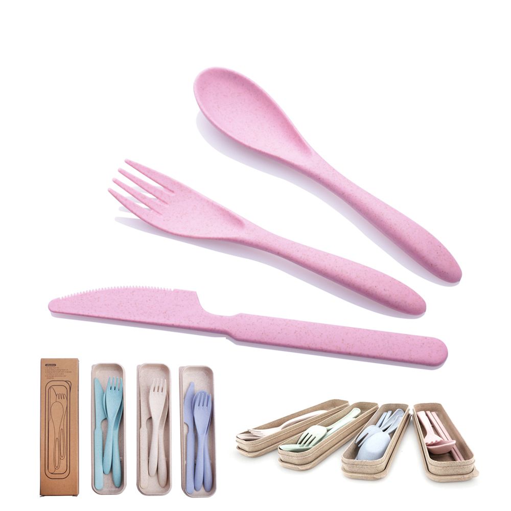 Biodegradable Cutlery Spoon Fork Knife Portable Wheat Straw Cutlery Set