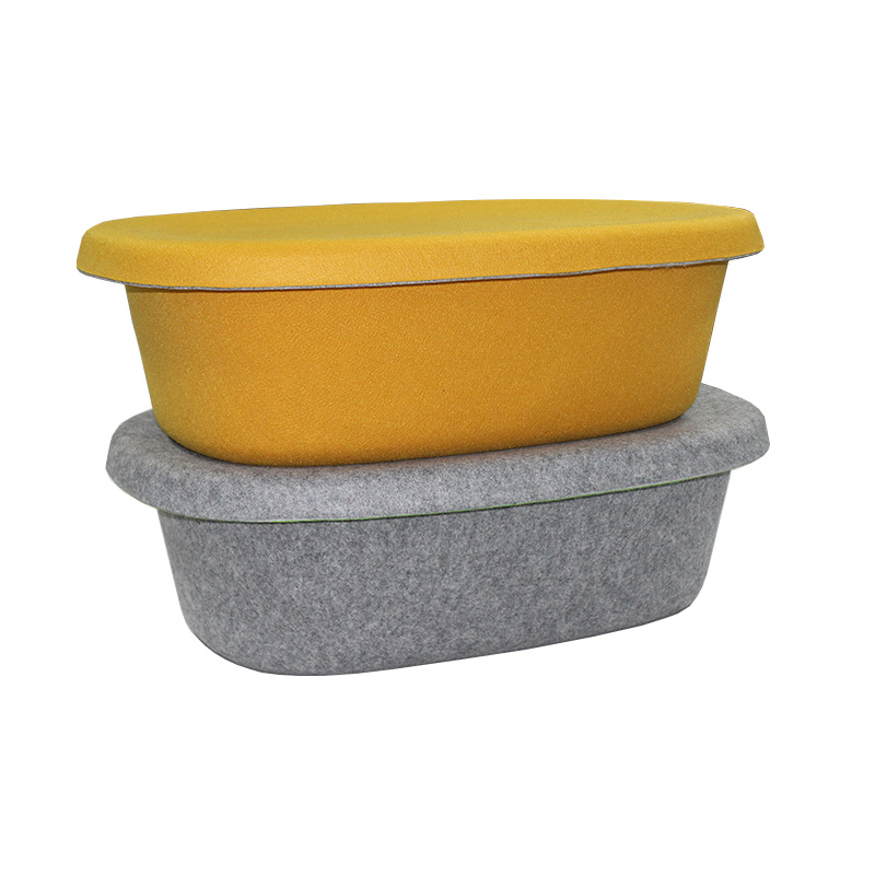 Multifunctional Fabric Storage Basket with Lid Molded Felt Drawer Organizer Bins for Clothing & Bedding for Living Room Use