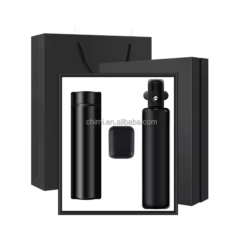 Latest Wireless Earphone + Umbrella +vacuum Cup Executive Gift Set Can Be Customized