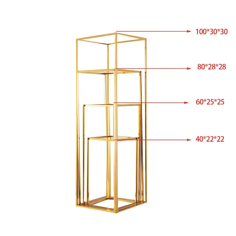 Metal Gold Iron Frame Tall Flower Stands Rectangle Table Decorations Wedding Centerpieces