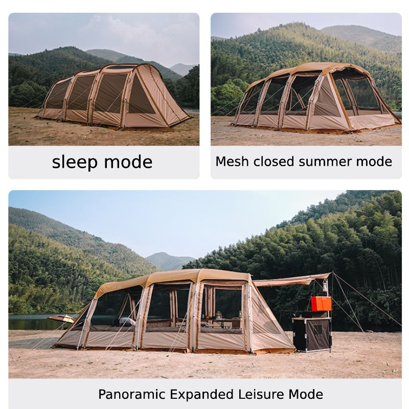 Windproof Tunnel Camping Tent with Comfortable Sleeping Area Design