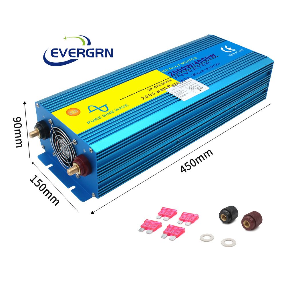 UK Socket DC 24V to AC 220V 2000W Sine Wave Inverter for Home Solar Power System