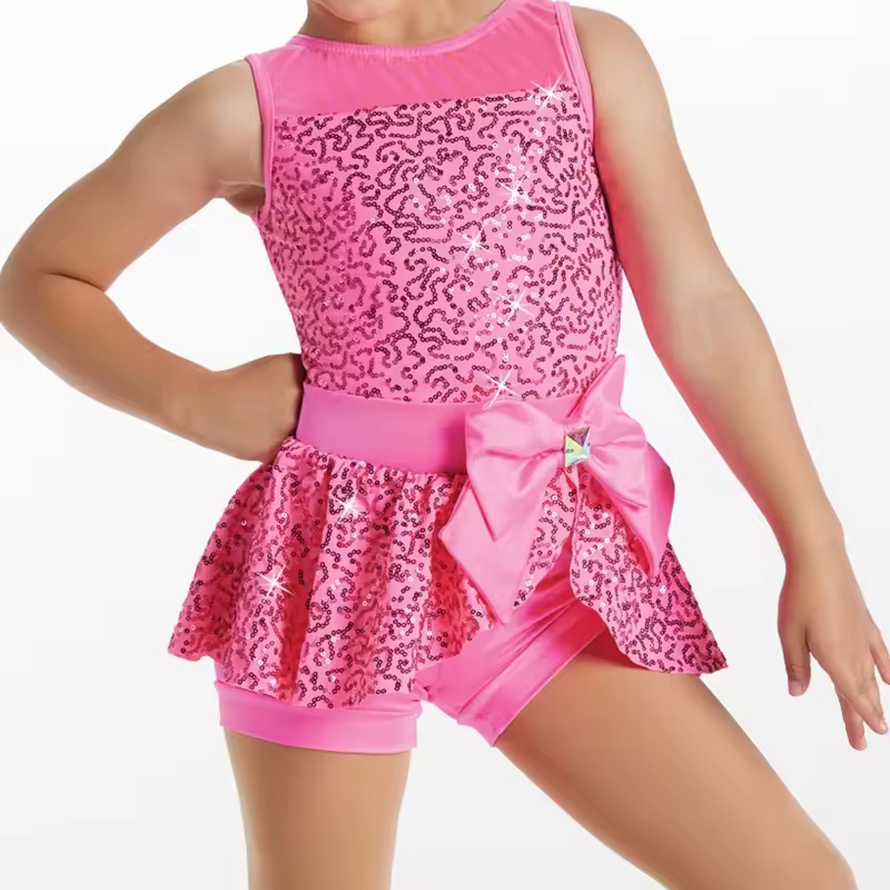 2023 New Arrival Girls Pink Sequin Jazz Tap Dance Costume Best Sell Sequin Jazz Skirts Jazz Dance Costumes