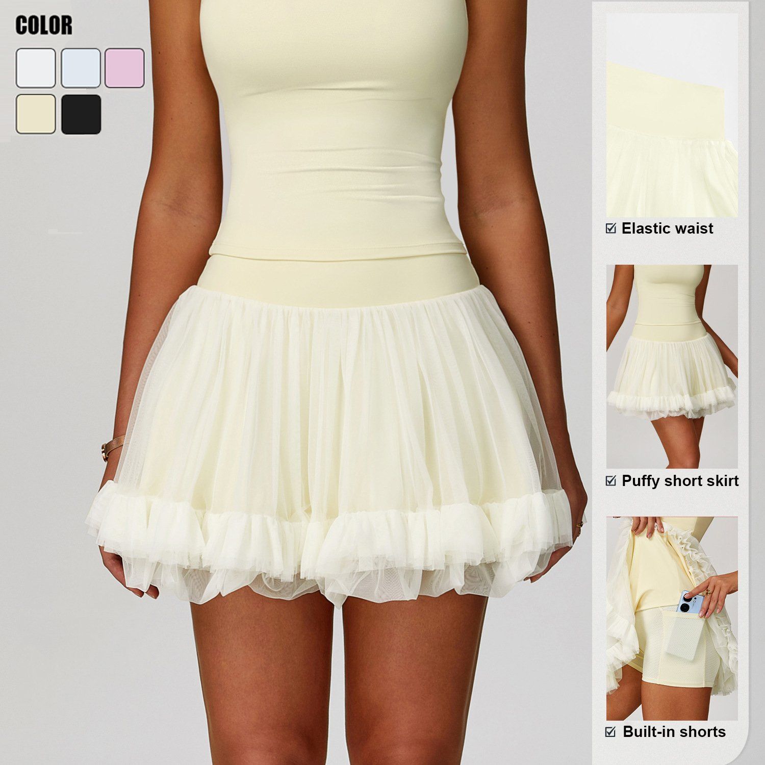 Wholesale Women A-Line Mesh Sports Short Skirt Summer Golf Tennis Skirt