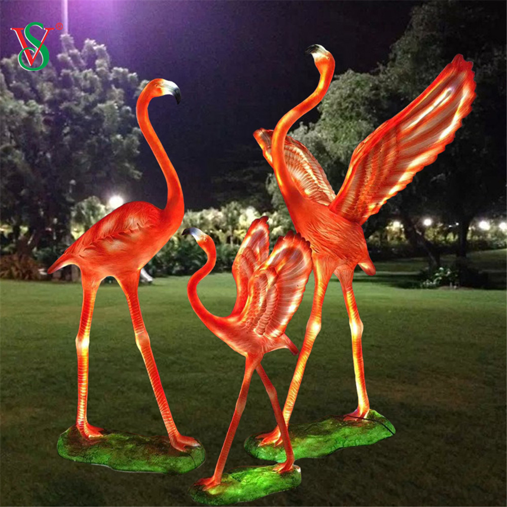 Resin Crafts Light up Flamingo Figurine for Home Patio Garden Decoration