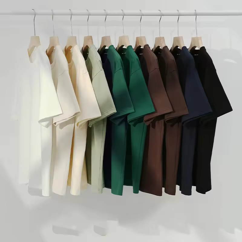 Wholesale Bulk Oversized Loose Fit 100% Cotton Plaid Boxy Drop Shoulder High Quality Oversize Unisex 300 Gsm Tshirt