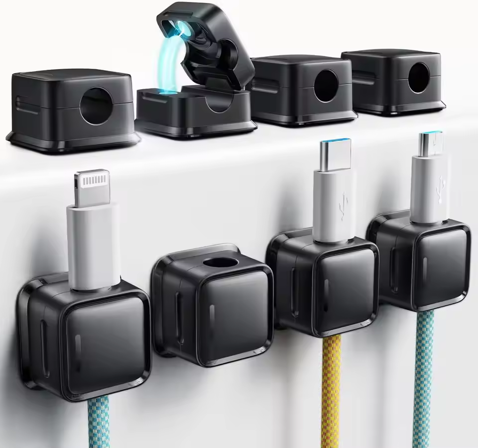 2025 Magnetic Cable Clips Permanent Phone Cord Holder For Nightstand Organizer Side Table Mini Cube Home Office Desktop