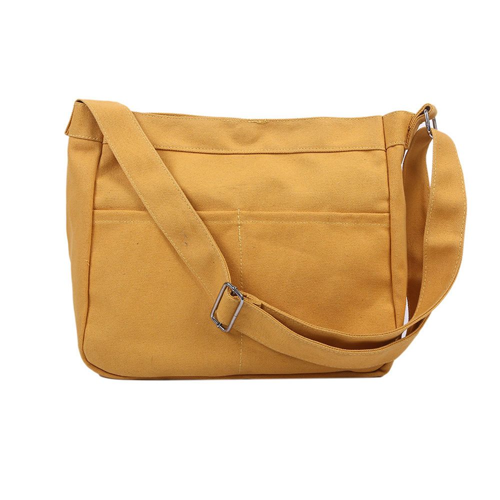 Plain Large Capacity Satchel Students Messenger Tote Canvas Crossbody Bag