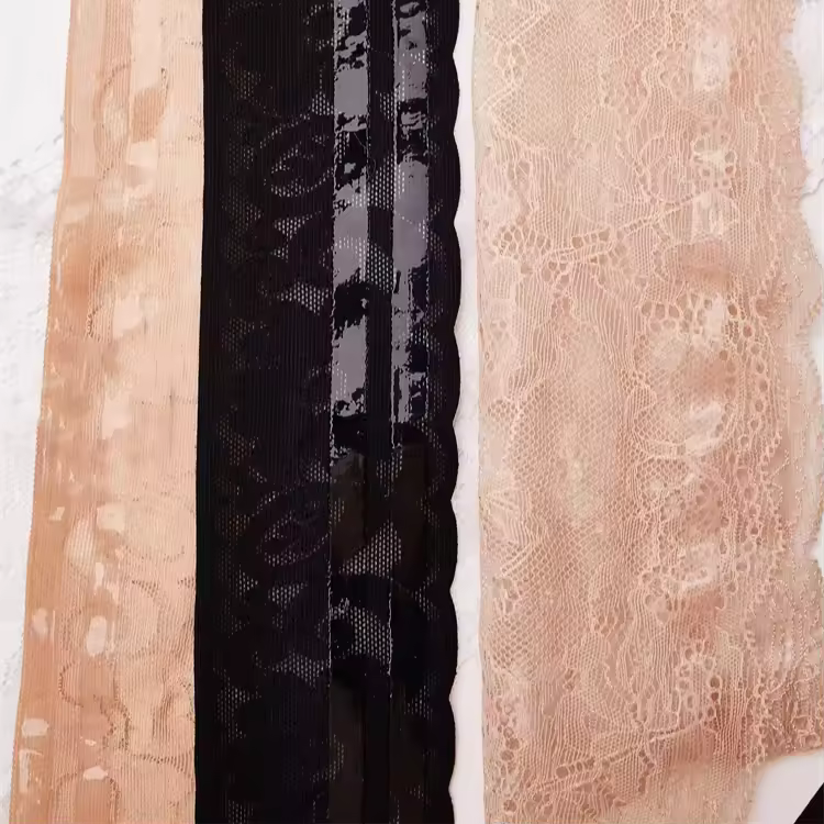 Latest High Quality Elastic Black Laces Floral Embroidery Mesh Tulle Fabric Lace Customized Color Pattern Logo