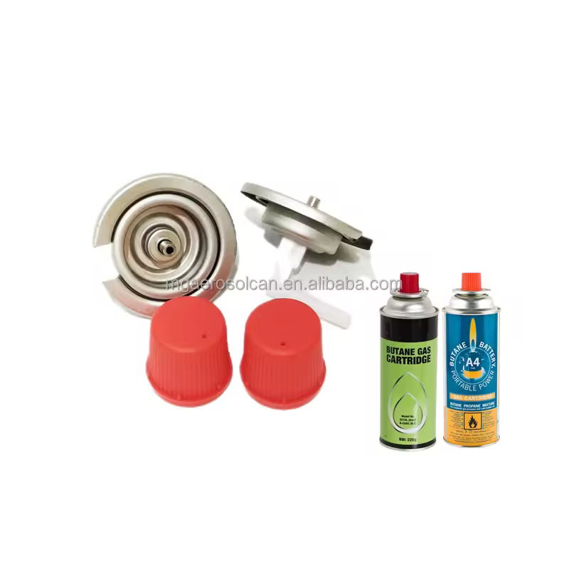 Low Moq 1 Inch Valved Butan Gas Standard Size Butane Gas Can Valve & Red Plastic Cap