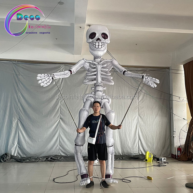 Halloween Night Parade Walking Costume Skull Man ,led Lighting Inflatable Skeleton Puppet Pumpkin Man For Sale