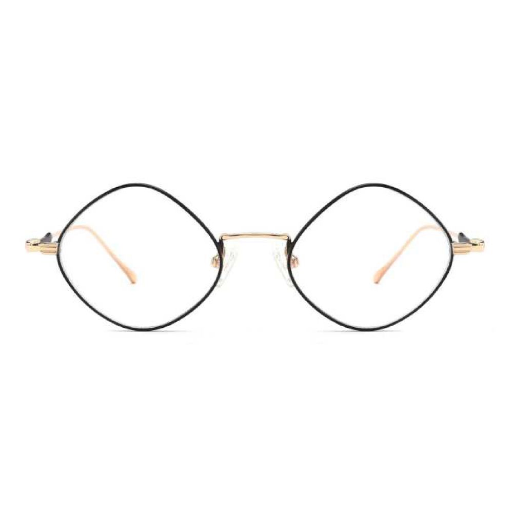 Vm-5501 Stylish Diamond-Shaped Eyeglasses with Gold Accents & Clear Lenses