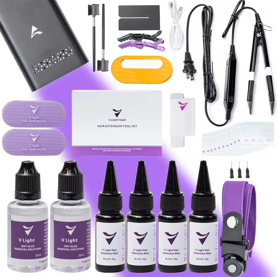 Iniceviolet V Light Tape Hair Extensions Kit Invisible V-light Hair Connector Machine Tool For Indian Human Hair