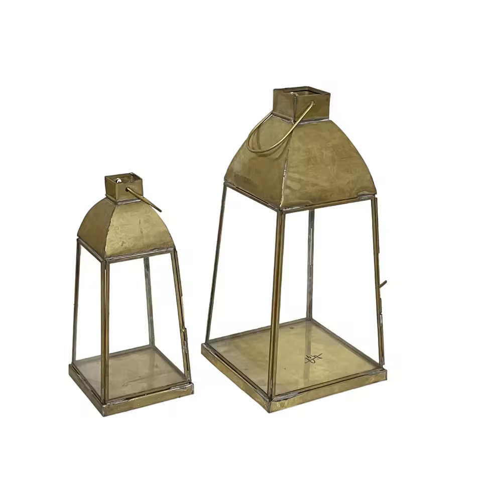 Metal And Glass Free Standing Candle Lanterns Iron Metal T Light Holder Manufacturer Handmade Design Antique Metal Lantern Gold