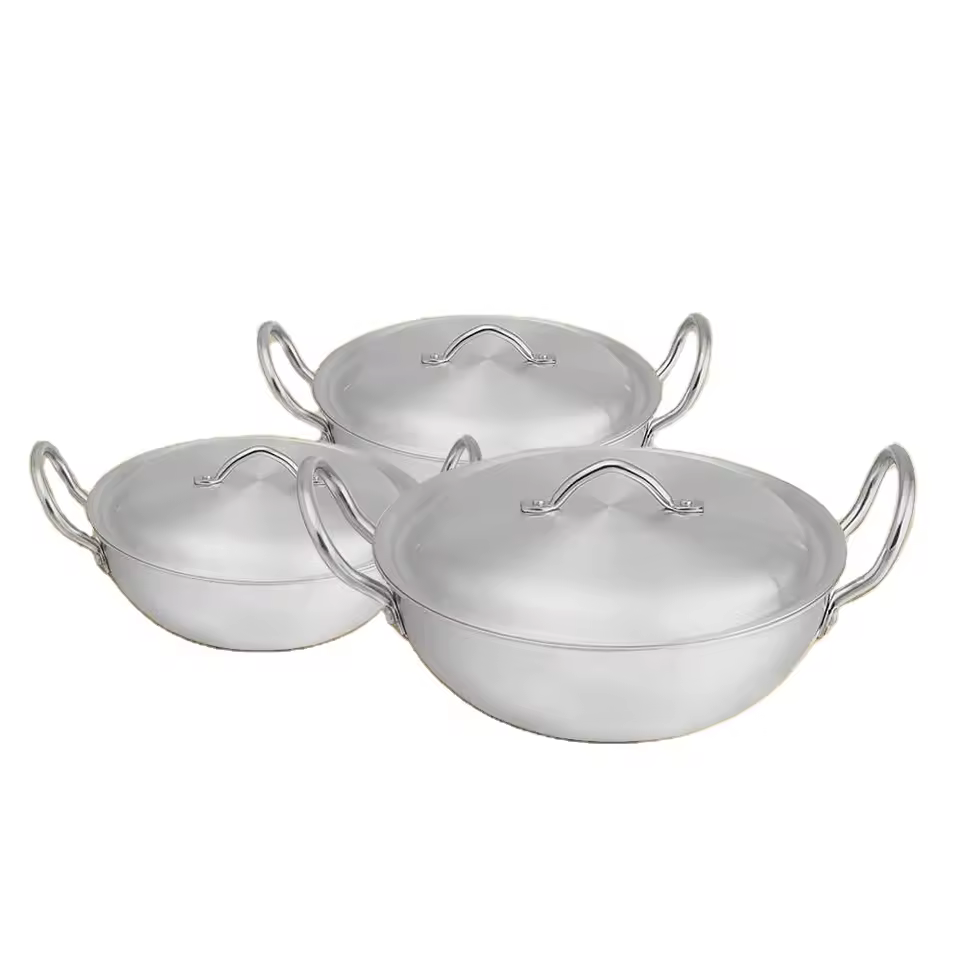 Best Quality 24/28 Cm Aluminum Wok/karahi Set Eco-friendly Modern Classic Home Kitchen Gas Stove Cooking New Chefs Made Metal