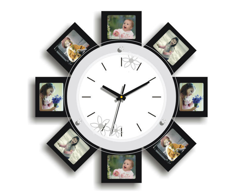 New Design Photo Frame Picture Frame Wooden Wall Clock for Home Decor