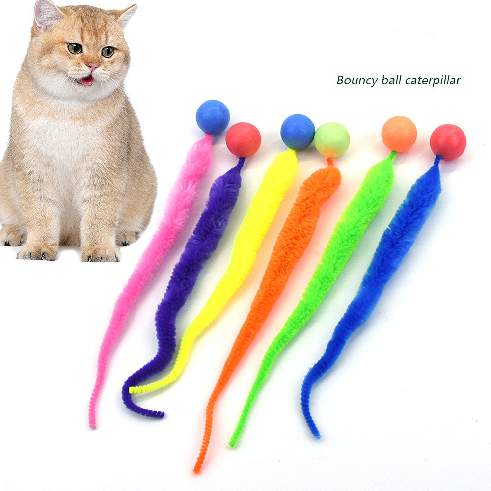 New Colorful Caterpillar Cat Toy Beads Snake Tail Beads Wiggly Simulation Worm Cat Toy