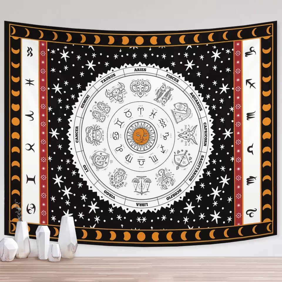 New Arrival Psychedelic Sun and Moon Tapestry Wall Hanging Hippie Bohemian Mandala Tapestry