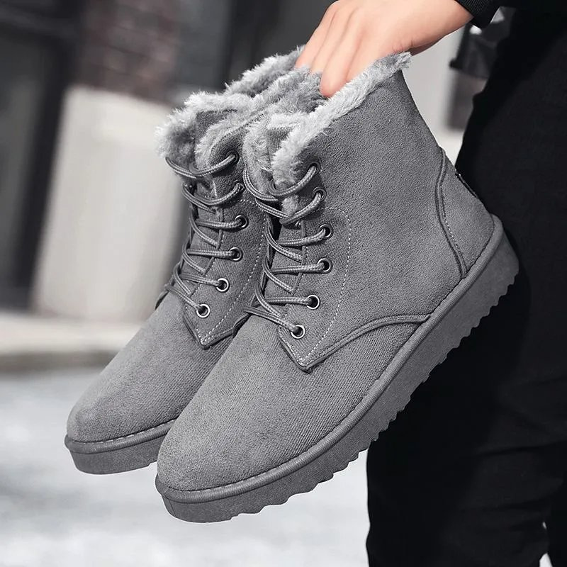 Comfortable Plush Lace up Fashion Luxury Martin Designer Suede Snow Boots for Woman Shoes