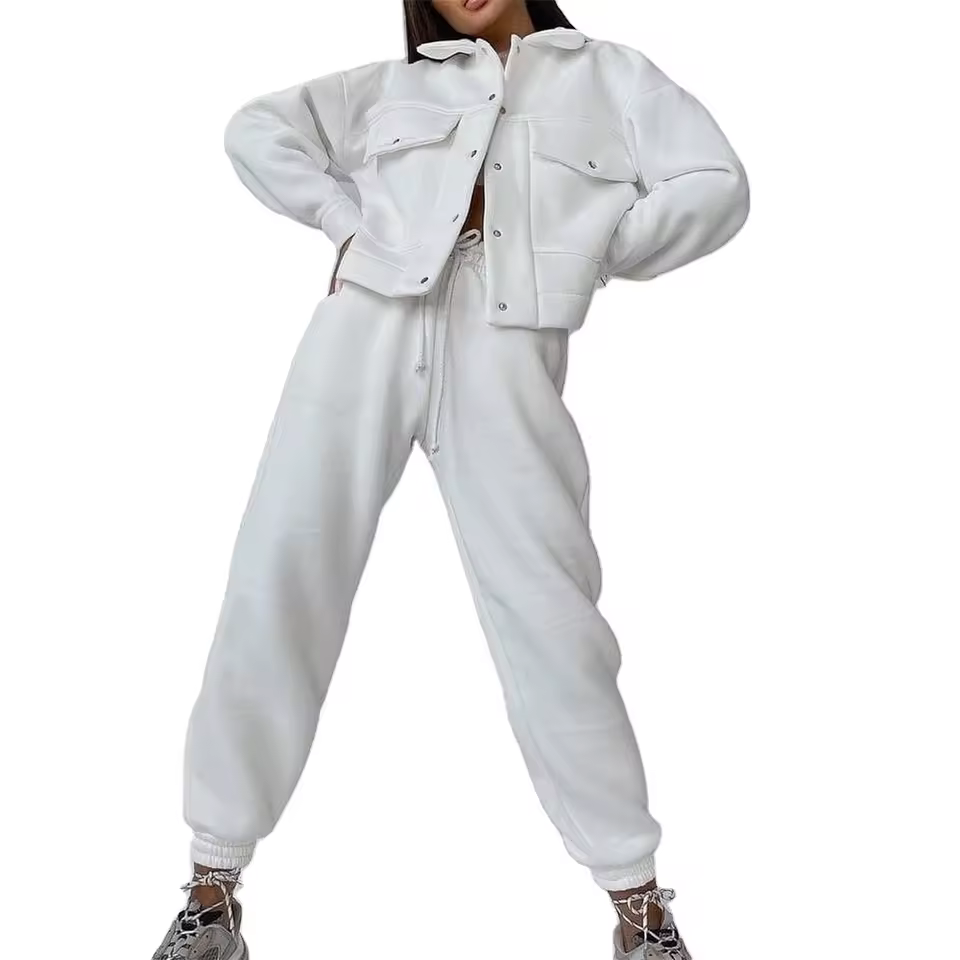 Wholesale Fashion Solid Color Women Jwholesale Fashion Solid Color Women Jacket Hoodies Casual Pants Suit Long Sleeve Jacket Hoo