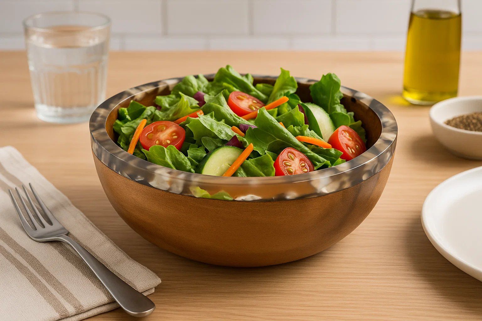 Acacia Wood and Resin Fruit Salad Bowl