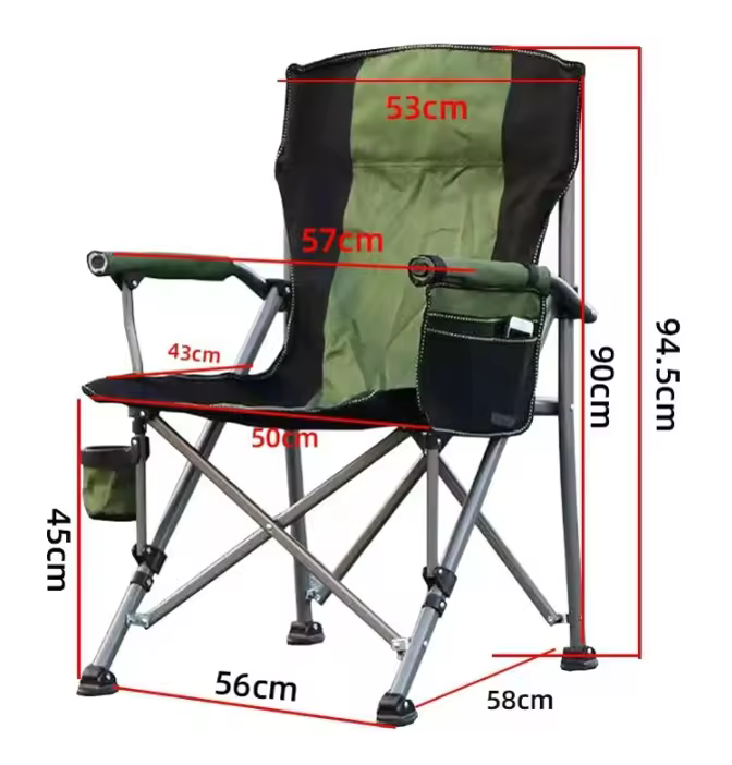 All Grounds Steel Outdoor Folding Armrest Backrest Portable Beach Camping Fishing Chair