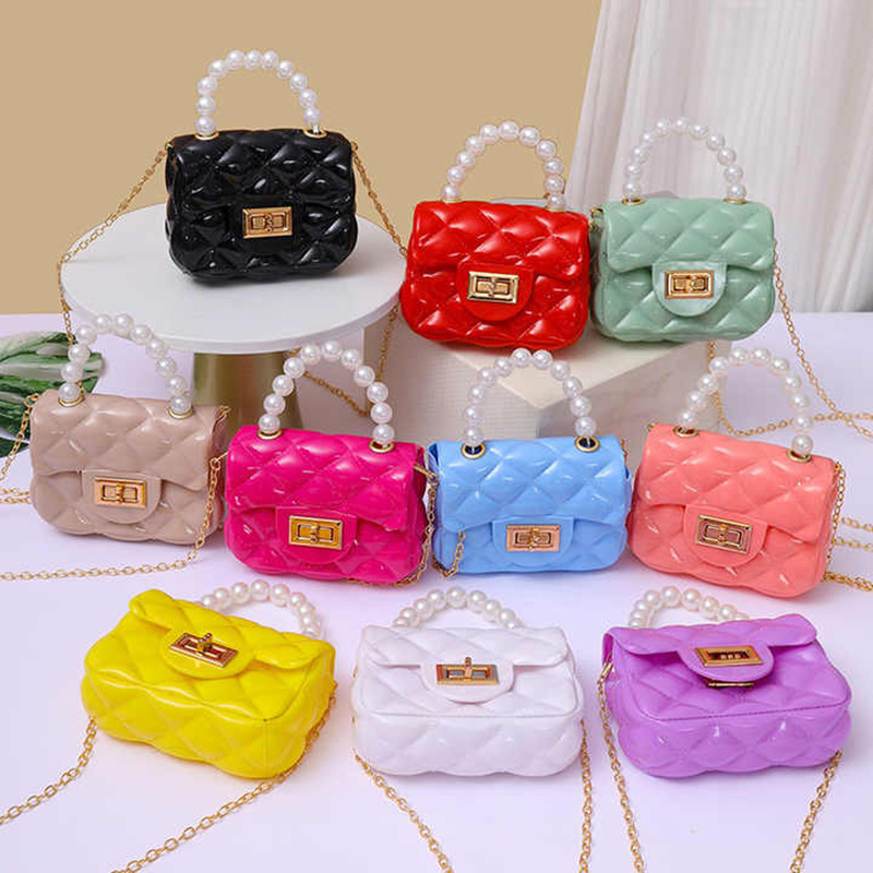 Children's Mini Candy Colored Pearl Handbag Trendy and Fashionable Chain Shoulder Bag