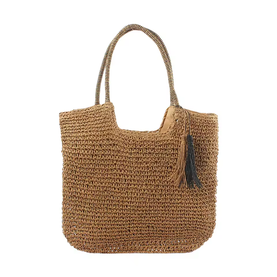 2024 New Portable Style Versatile Leisure Summer Beach Grass Woven Bag Ready To Ship Big Capacity Shopping Tote Bag