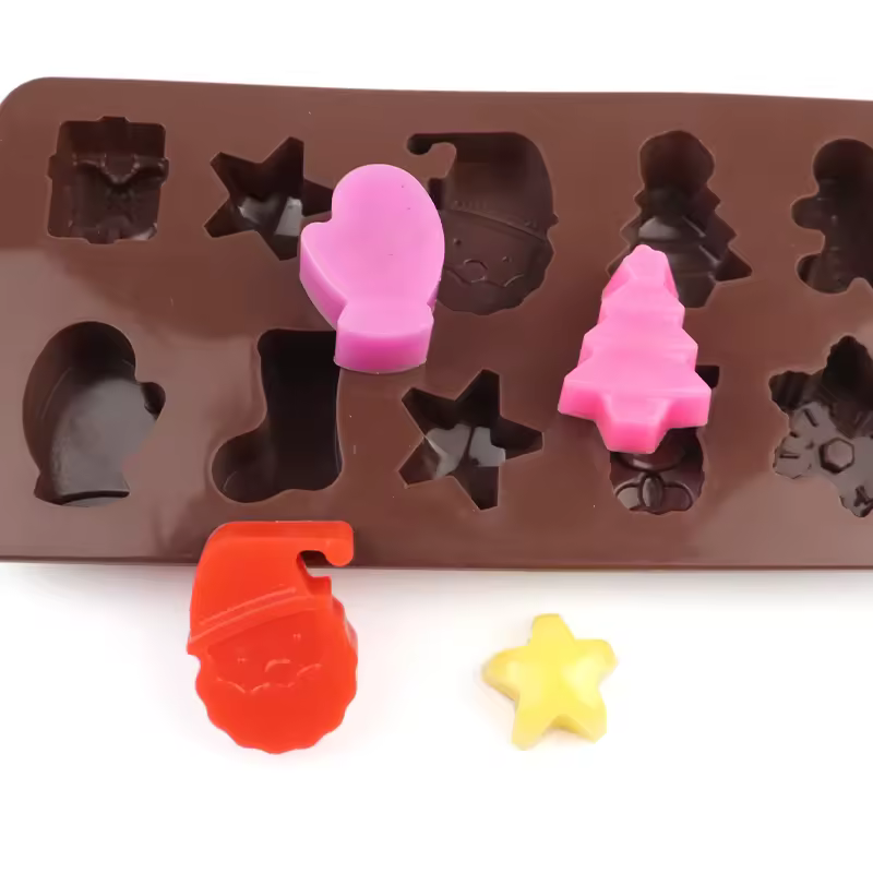 Series Cake Mold 1308 10 Cavity New Christmas Cake Tools Silicone Mold Disposable Eco-friendly Stocked Ice Tray Candy Mold Resin