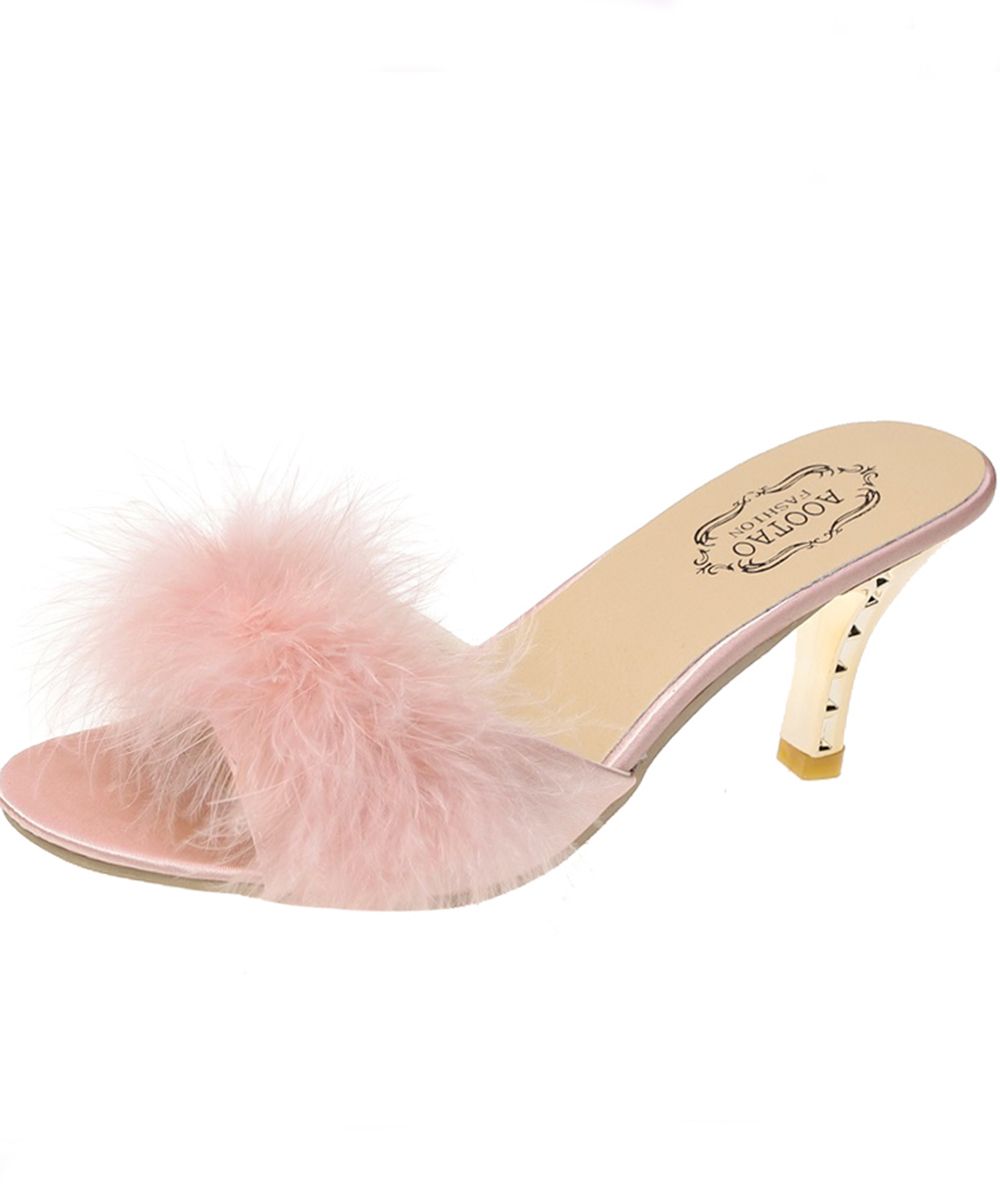 New Designer Wedge Shoes Women Sexy 8 Cm Upper Fur Wedge Heeled Ladies Slipper High Quality Women Heeled Sandals