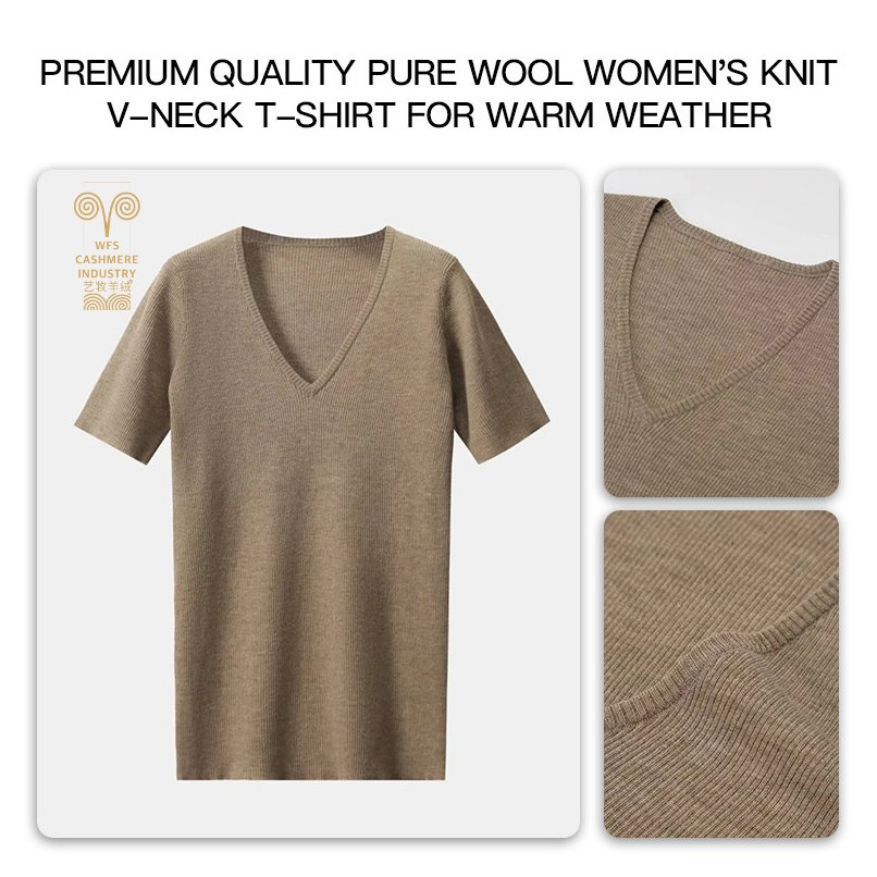 Elegant V-Neck High-Quality Casual Wool Dress Without Sleeves, Ideal for Summer Wear
