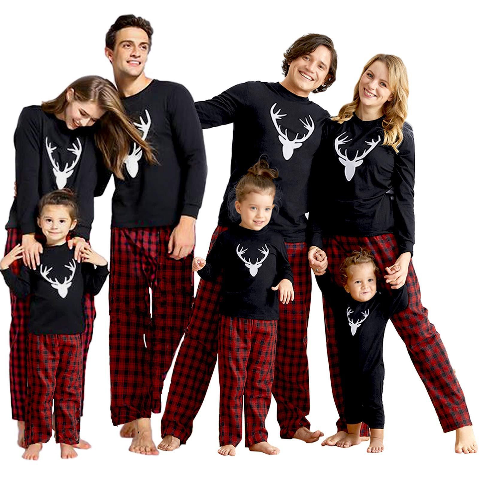 Pullover Long Sleeve Sleepwear Thermal Family Loungewear Print Pattern Pajama Sets Plush Pajamas Home Wear