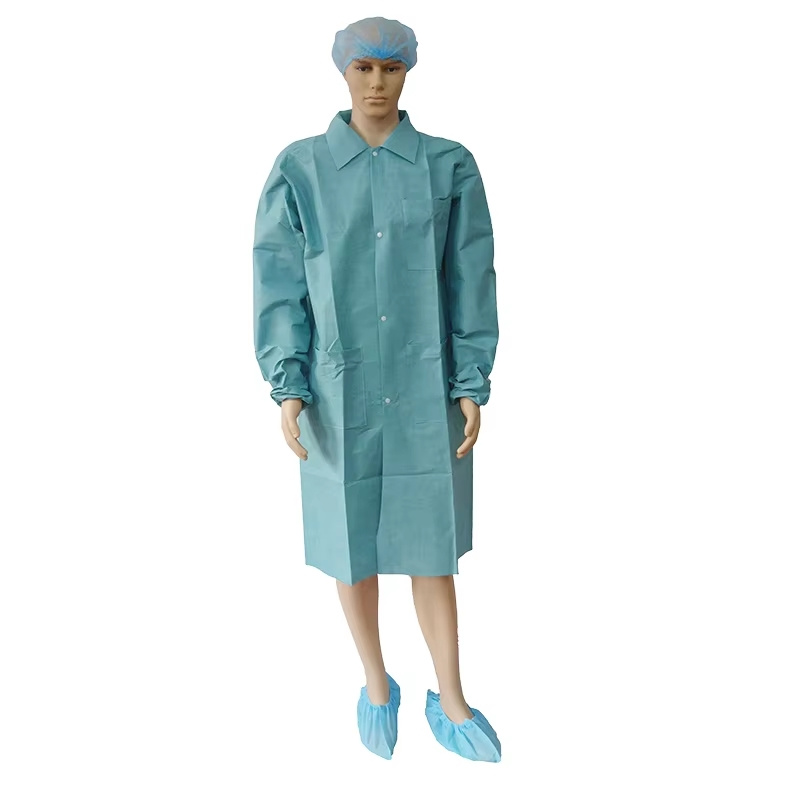 Lab Coat with Elastic Cuff Waterproof Workwear for Food Workshop
