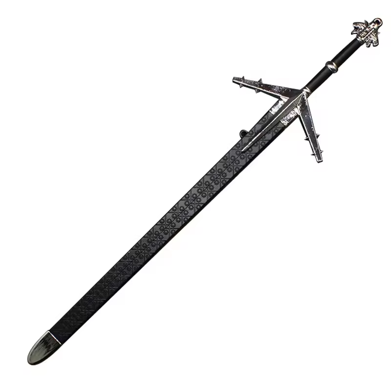 The Witch 3: Wild Hunt Popular Character Geralt Mini Metal Sword 33 Cm Metal Material,Detail Restoration,Tabletop Art Gift