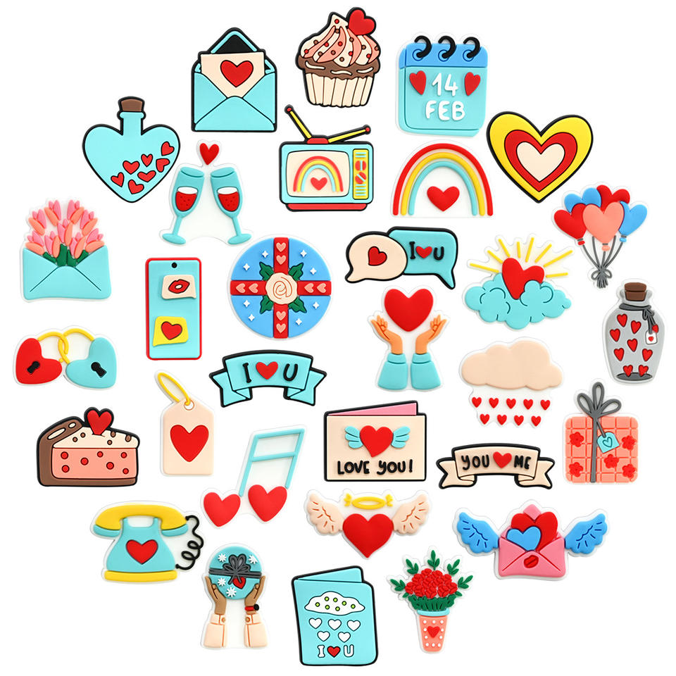 Best Reviewed Wholesale Shoe Charms Valentine's Day Shoes Charms Pvc Shoe Accessories for Gift