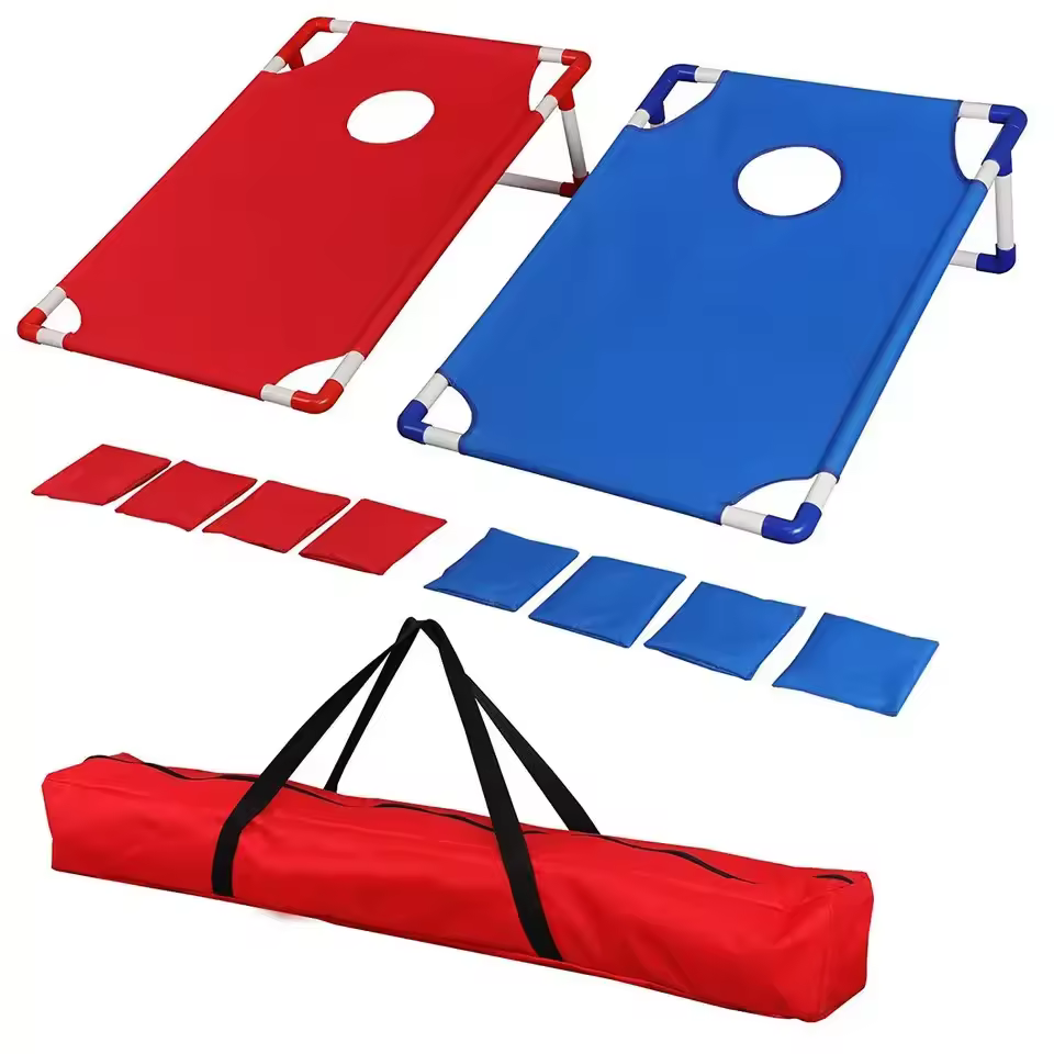 Outside Toys 2 In 1 Bean Bag Toss Game Portable Pvc Framed Set For Kids Collapsible Cornhole And Dart Board With 8 Bean Bags