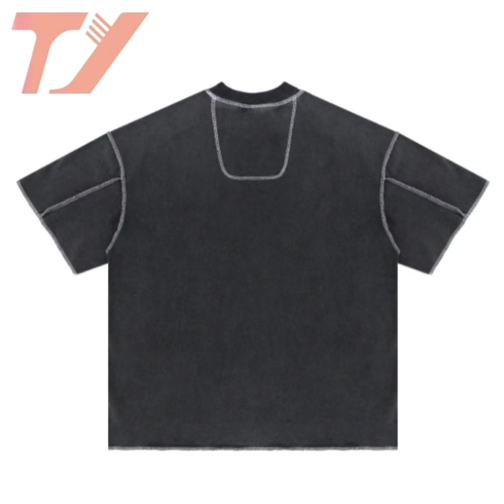 Acid Wash Hip-Hop Crew Neck Graphic Oversized Streetwear Vintage Tee Heavyweight T-Shirts