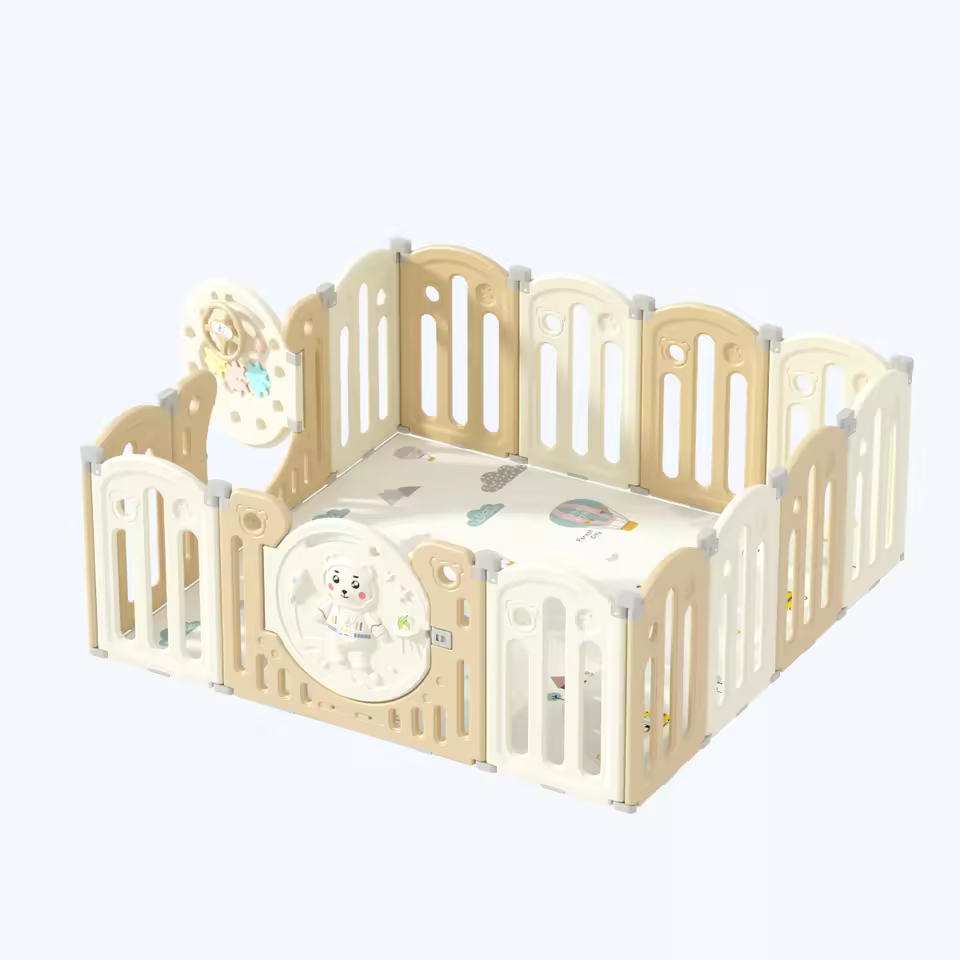 High Quality 12+2 Foldable Plastic Modern Design Baby Playpen With Toddler Safety Features For Bedroom & School Use
