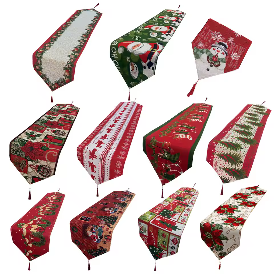 Christmas Snowman Table Runner Home Tablecloth Linen Cotton Double Layer Christmas Tablecloth Christmas Party Decorations