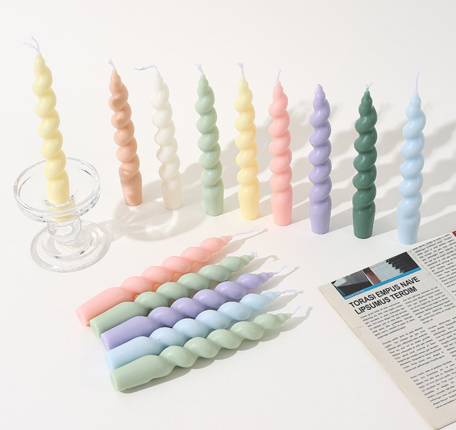 Birthday Spiral Candles Soy, Wax Swirl Spell Candle Stick Twisted Spiral Candle for Wedding Table Home Decor