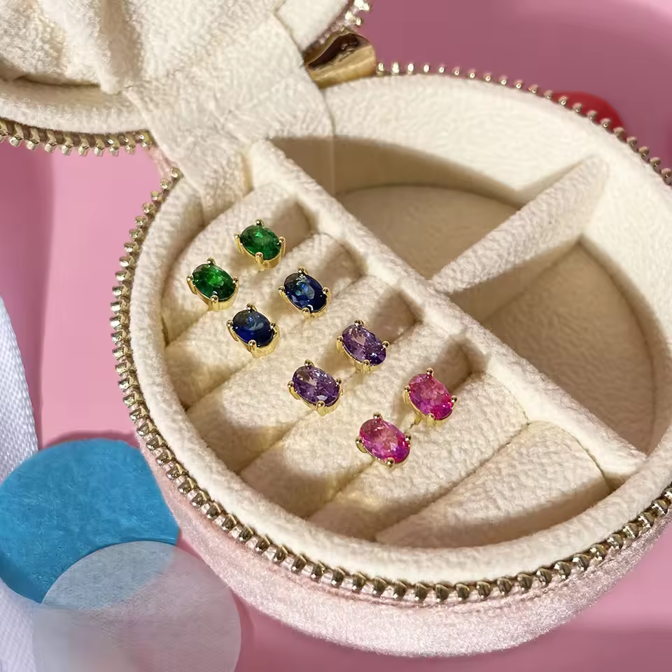 Foxi Ready To Ship Womens Accessories Blue Green Zircon Oval Cut Arete Summer Fashion Earrings