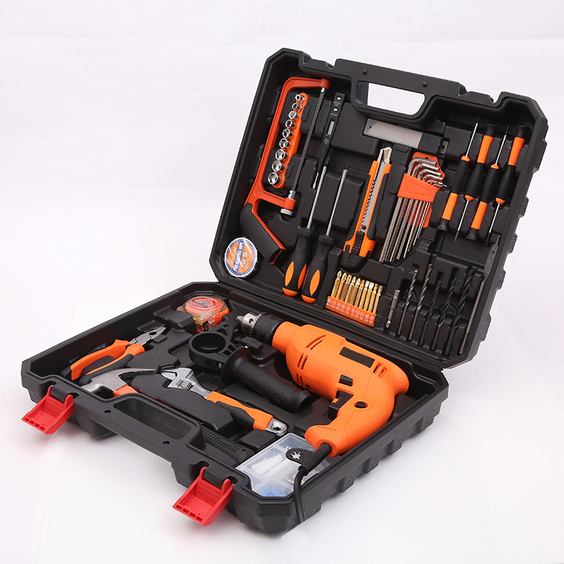 Electric Hardware Tool Set Electric Drill Household Toolbox Electrician Maintenance Combination Set Impact Drill 108PC