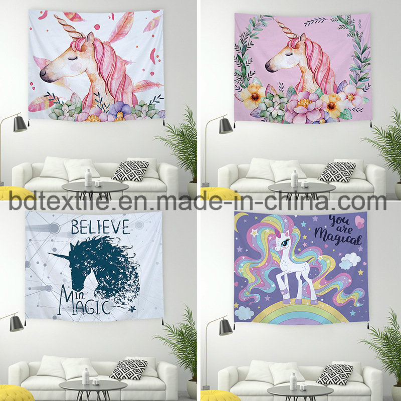 Personalized Unicorn Wall Tapestry Floral Hanging Tapestry
