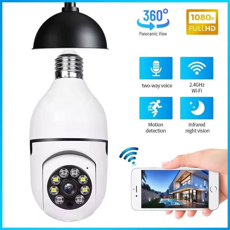 E27 Factory Hot Light Bulb 360 Degree Camera 2.4G Night Vision Security Camera 1080P 2mp Home Guard Wireless WiFi Camera Bulb