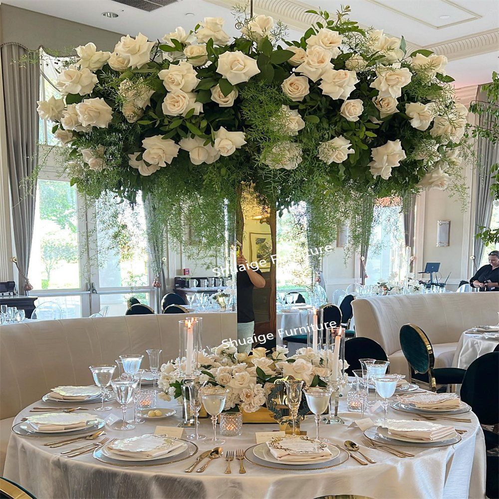 Cheap Price Party Events Furniture Factory Gold Acrylic PVC Centerpiece