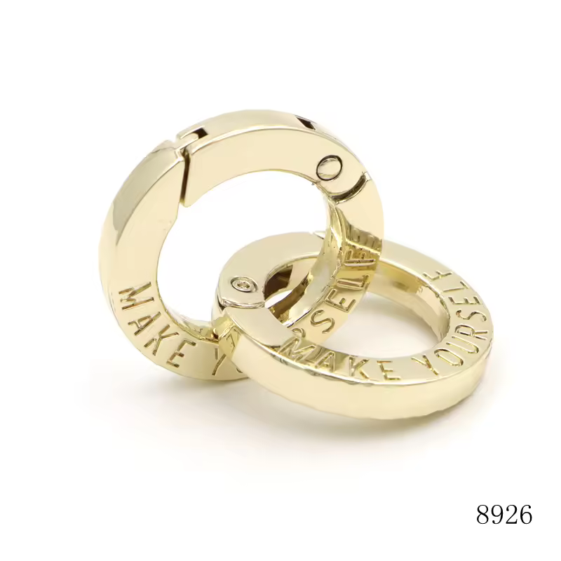 Hot Selling Key Chain Clasp Light Gold Flat Shape Gate O Ring Custom Spring Ring Clasp